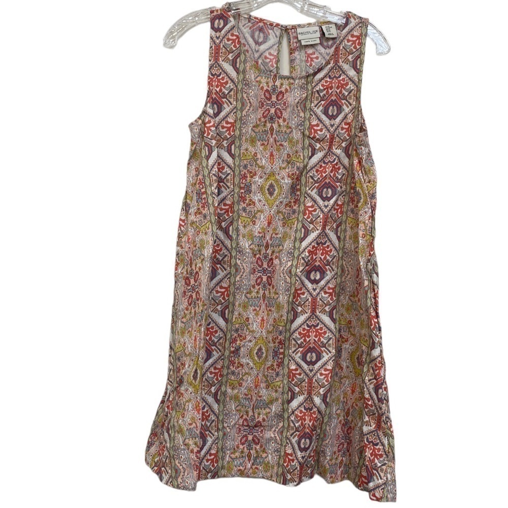 RACHEL Zoe Aztec Southwestern Boho 100% Linen Pocket Dress Women’s Size XS